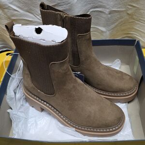 Women's Kyrie Chunky Heel Ankle Sock Boots with Memory Foam Insole new